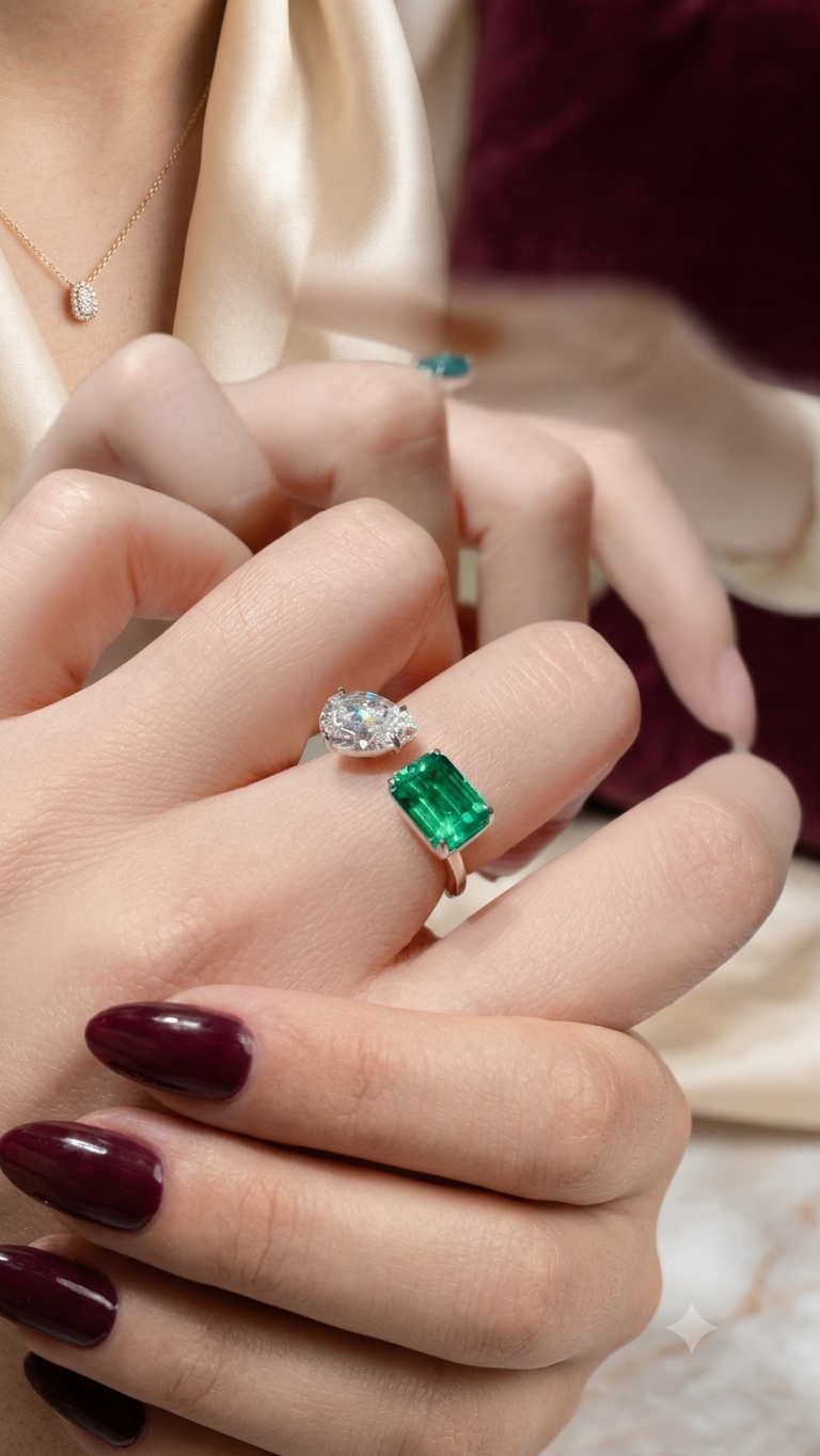 Emerald & Brilliance Statement Ring