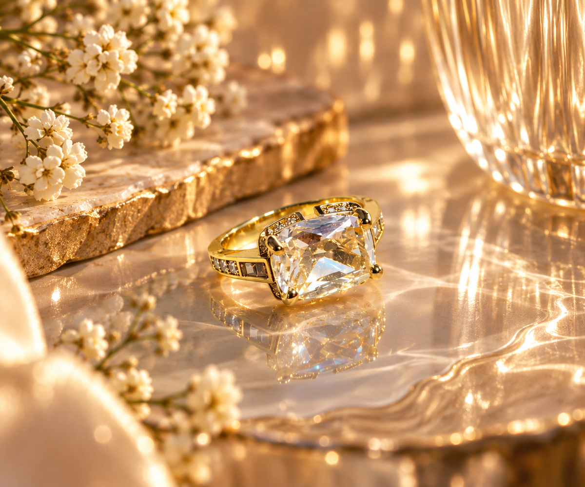 Aurelia Adjustable Cushion-Cut Statement Ring