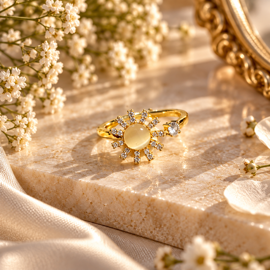 Solara Adjustable Anti-Tarnish Sunburst Ring