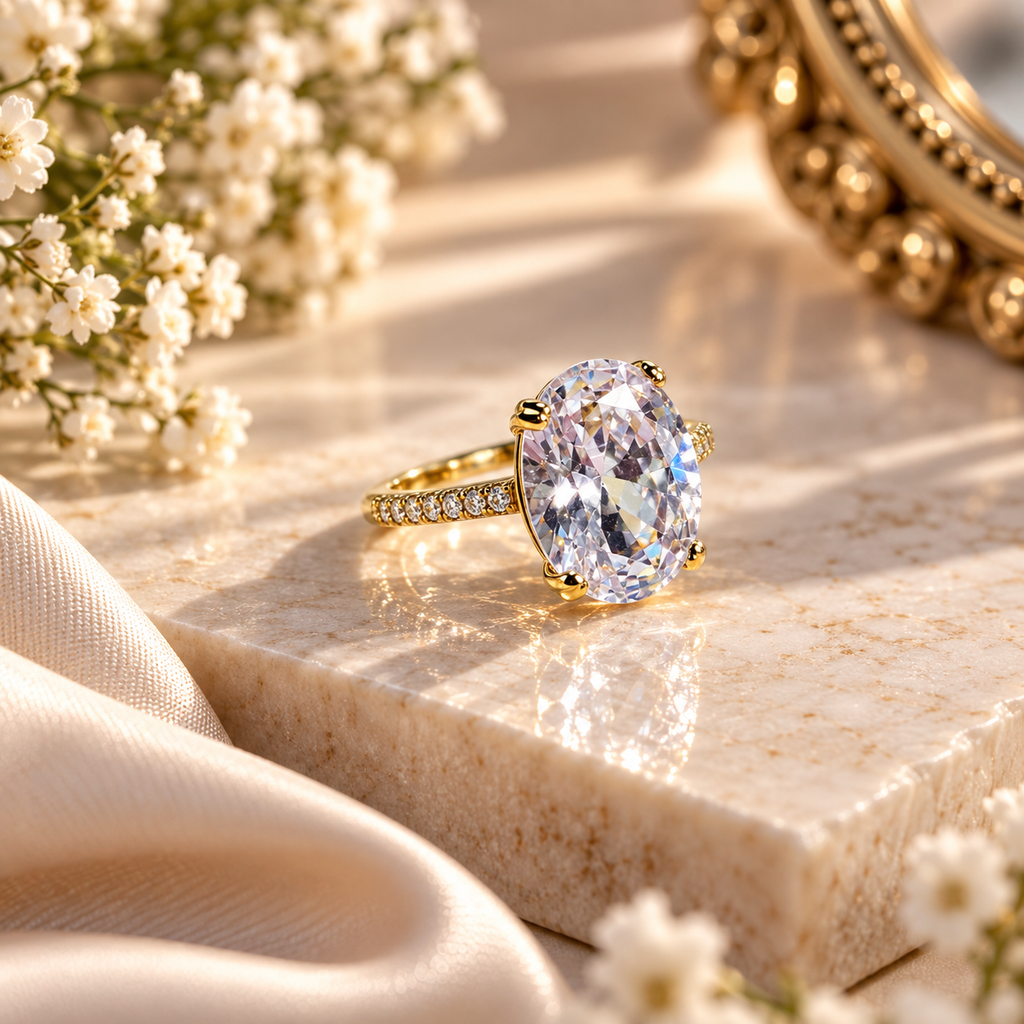 Elara Adjustable Anti-Tarnish Oval-Cut Ring