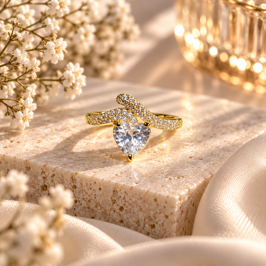 Amora Anti-Tarnish Heart-Cut Wrap Ring