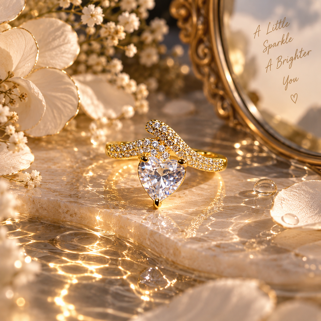 Amora Anti-Tarnish Heart-Cut Wrap Ring