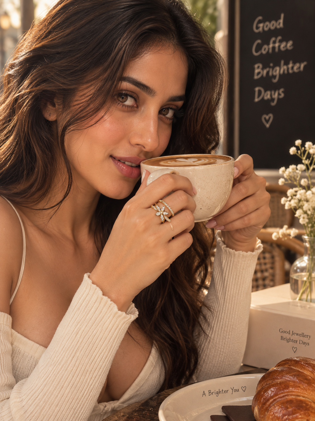 Flora Adjustable Anti-Tarnish Crystal Flower Ring
