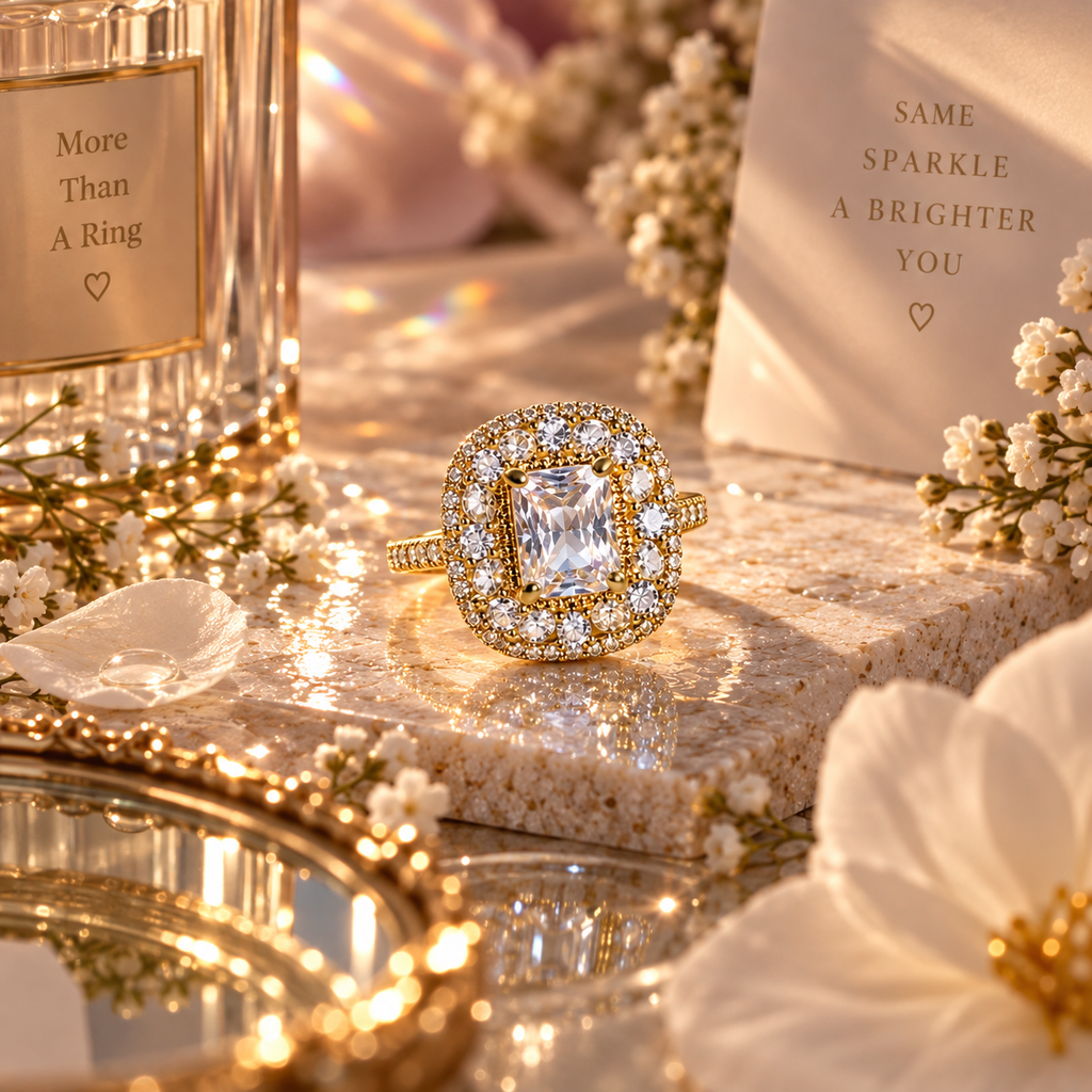 Celeste Adjustable Anti-Tarnish Double-Halo Ring