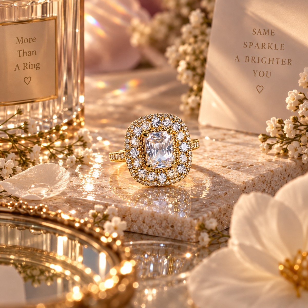 Celeste Adjustable Anti-Tarnish Double-Halo Ring