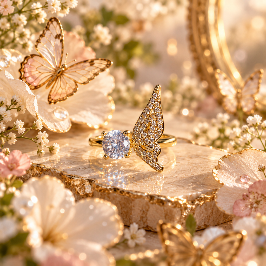 Mariposa Adjustable Anti-Tarnish Butterfly Ring