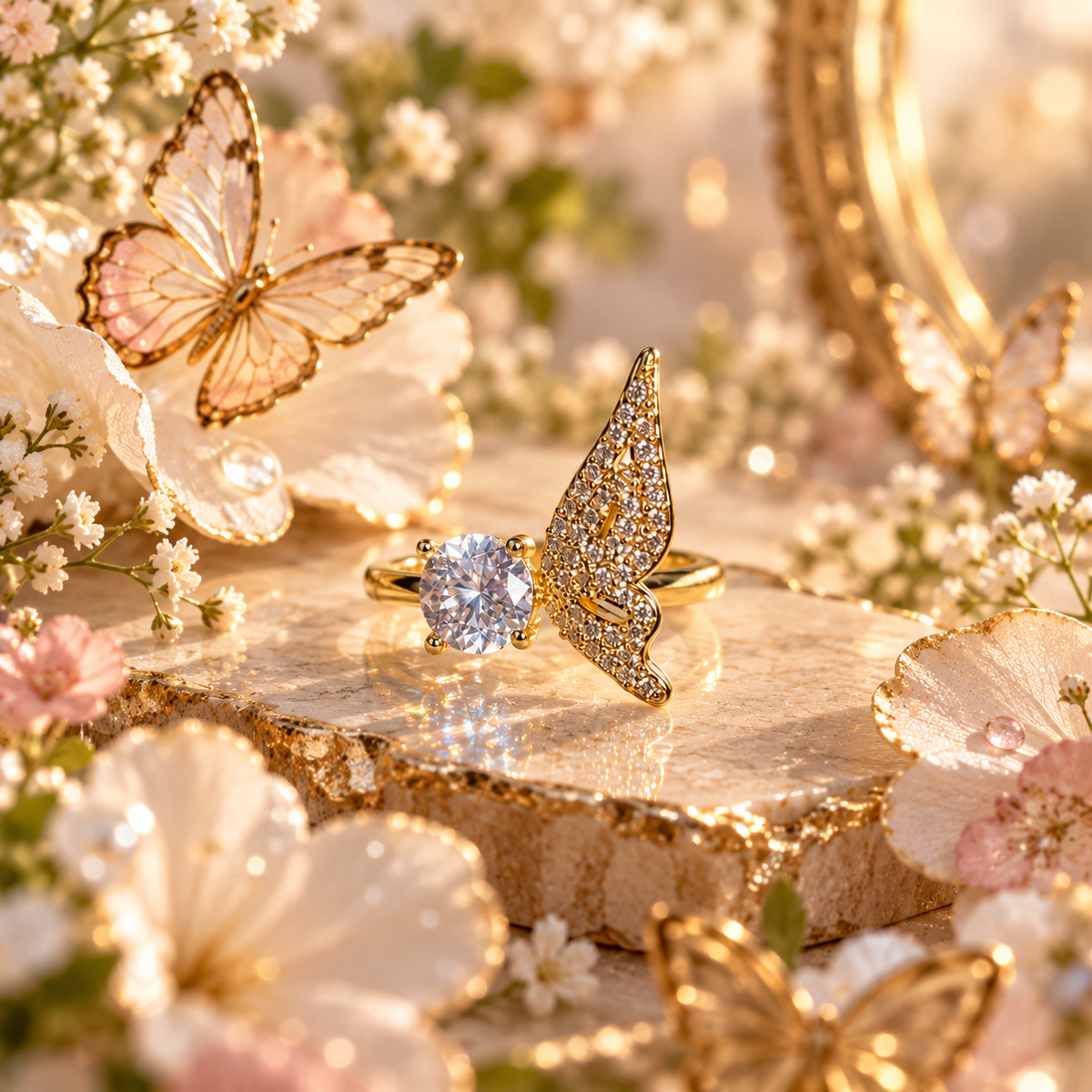 Mariposa Adjustable Anti-Tarnish Butterfly Ring