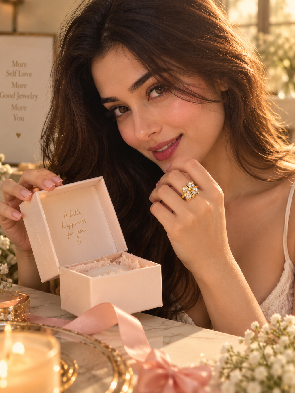 Belle Anti-Tarnish Crystal Bow Ring