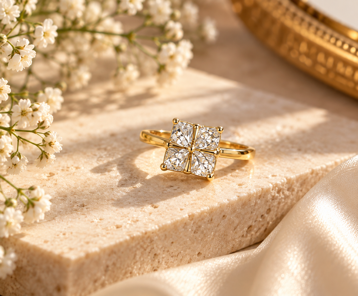 Clara Adjustable Anti-Tarnish Princess-Cut Ring