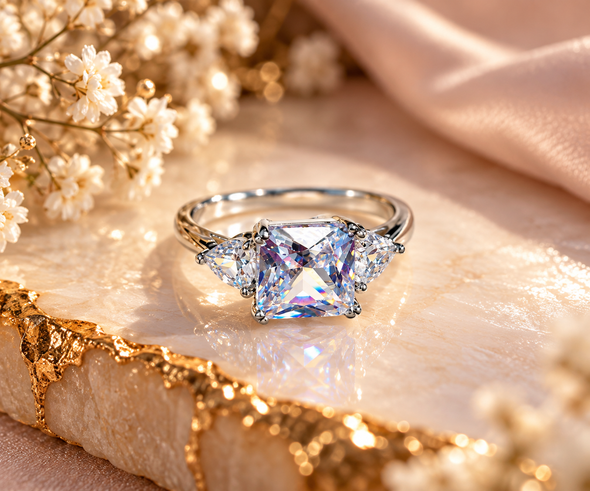 Square-Cut Sparkle Adjustable Ring