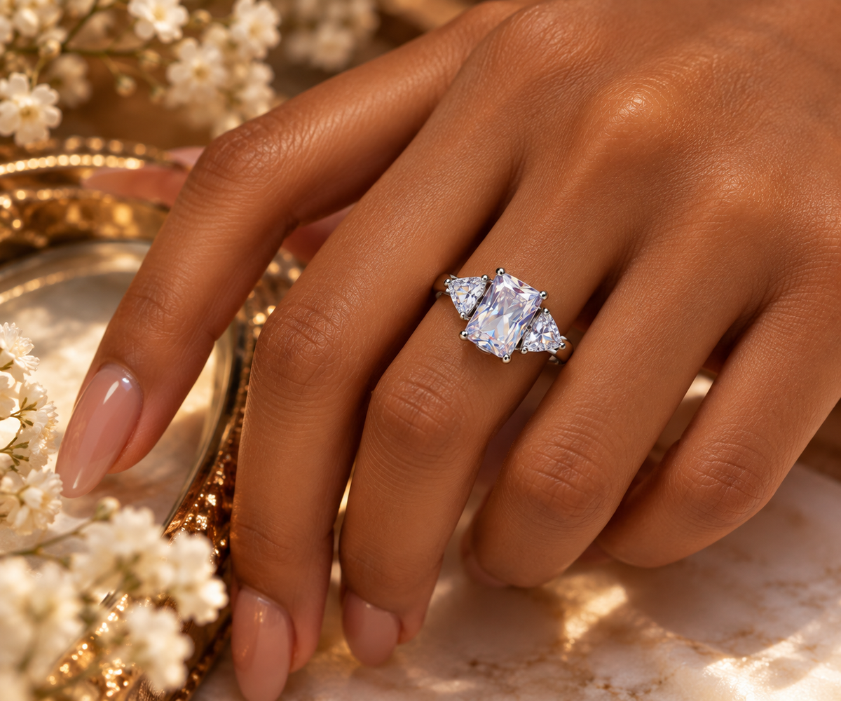 Square-Cut Sparkle Adjustable Ring