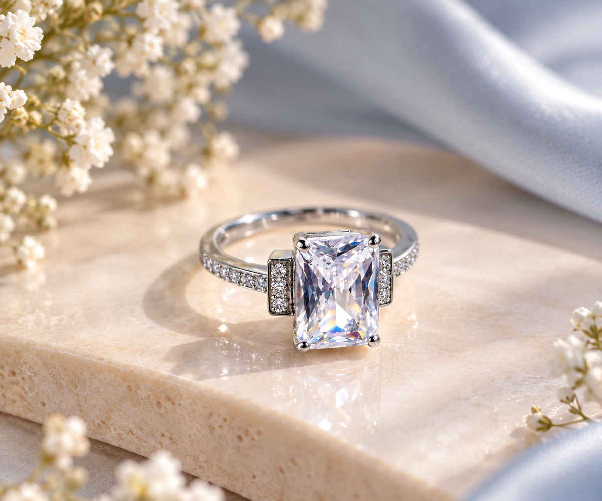 Rectangular Sparkle Adjustable Ring