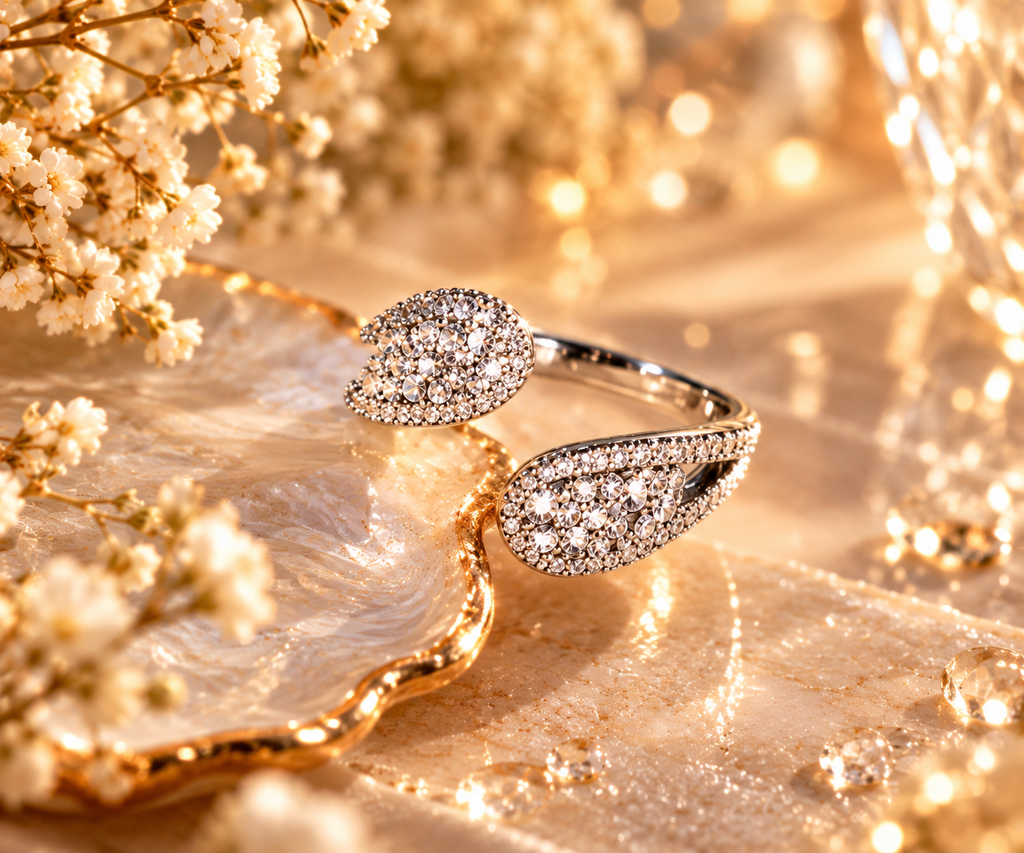 Twin Teardrop Sparkle Adjustable Ring