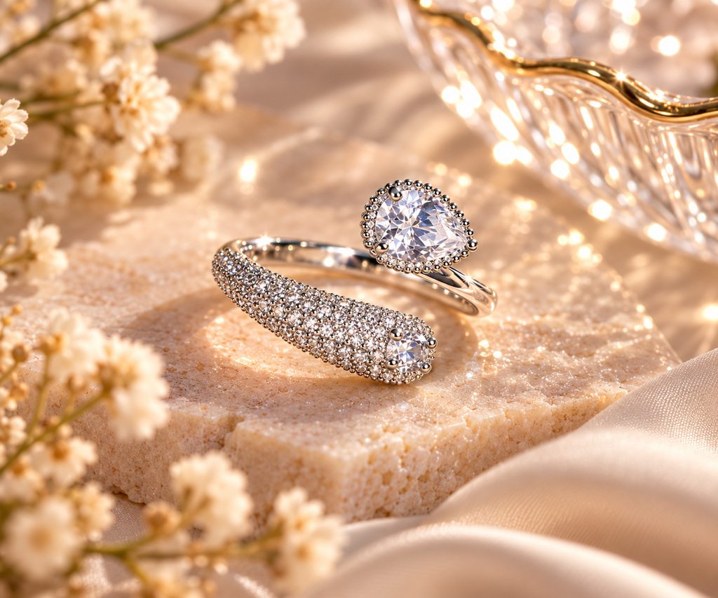 Heart Sparkle Open Adjustable Ring