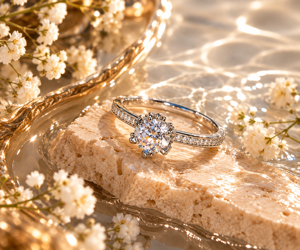 Round Solitaire Sparkle Adjustable Ring