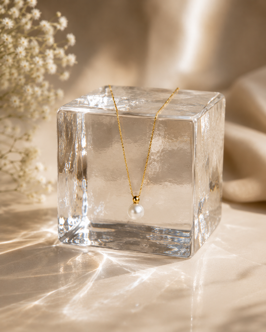 Single Pearl Drop Necklace