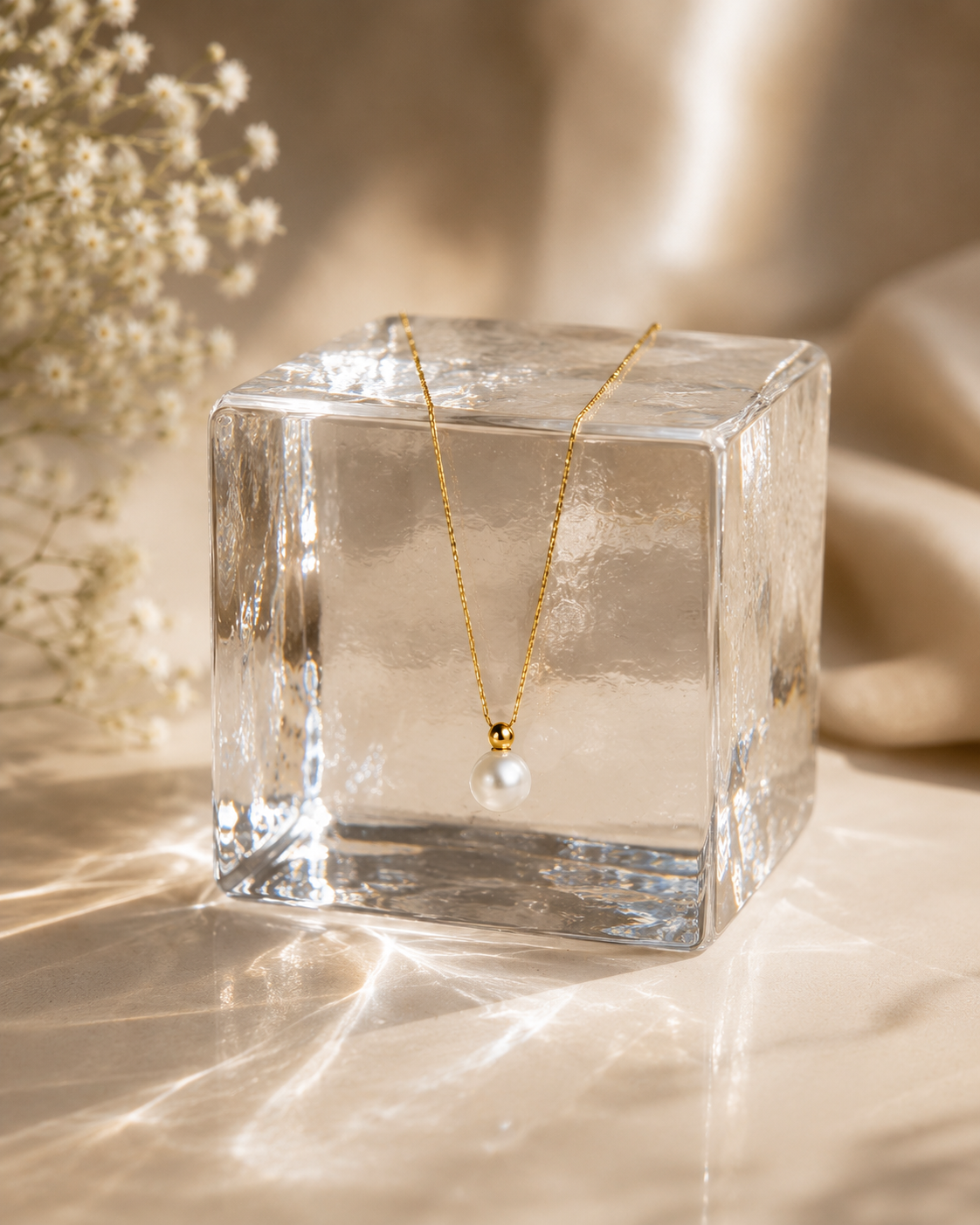 Single Pearl Drop Necklace