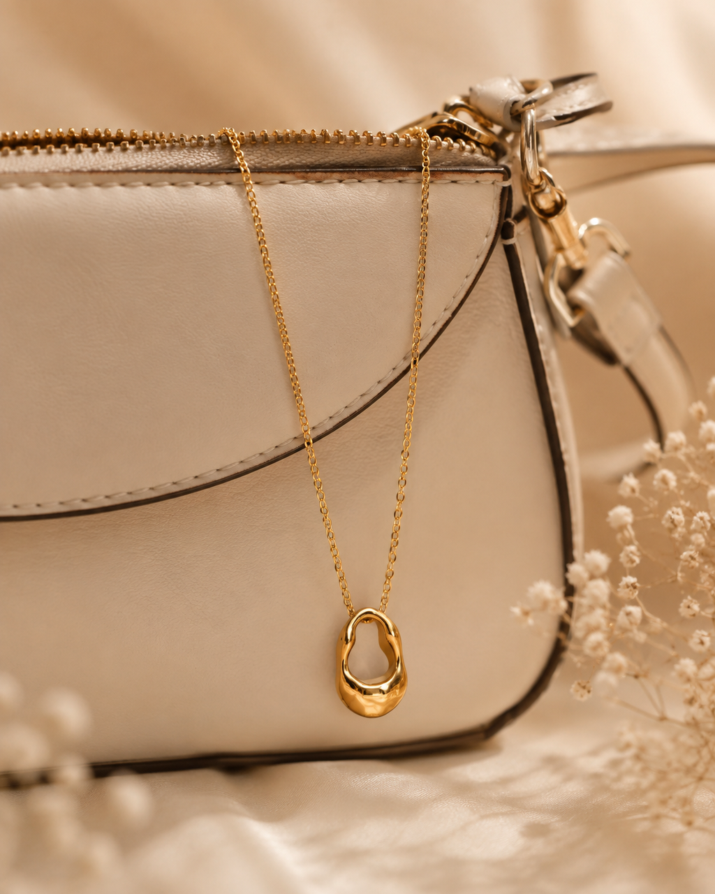 Abstract Molten Gold Pendant Necklace