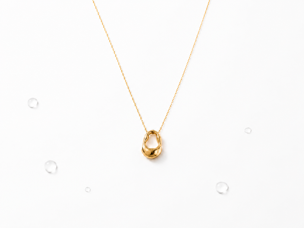 Abstract Molten Gold Pendant Necklace