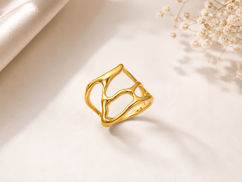 Abstract Cutout Gold Ring