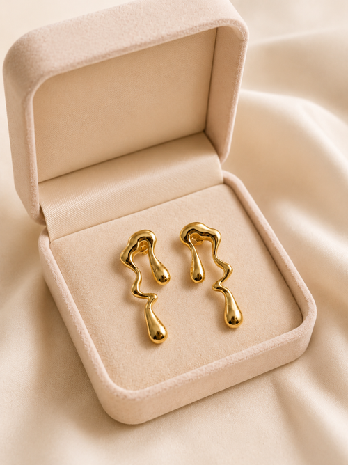 Abstract Wavy Drop Earrings