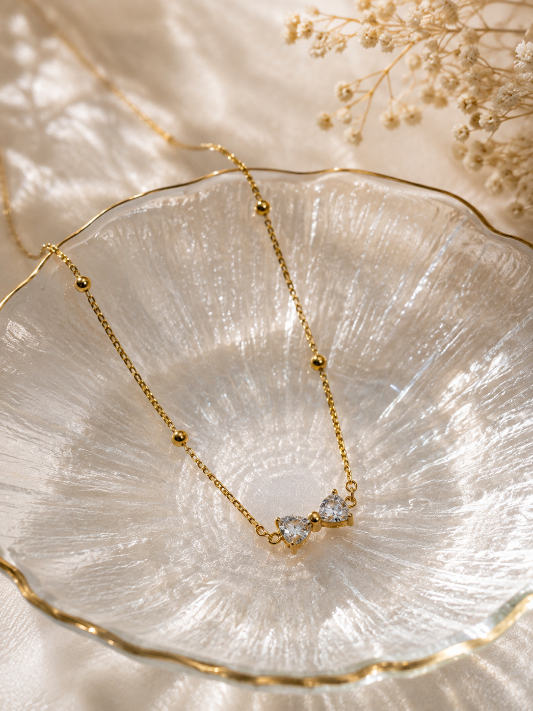 Twin CZ Diamond Satellite Chain Necklace