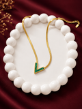 Malachite V Pendant Herringbone Necklace