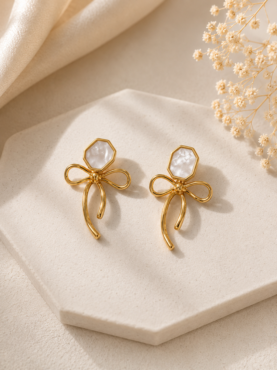 Gold Wire Bow Earrings
