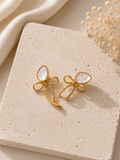 Gold Wire Bow Teardrop Earrings