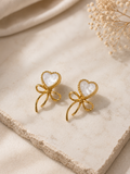 Gold Heart Bow Earrings