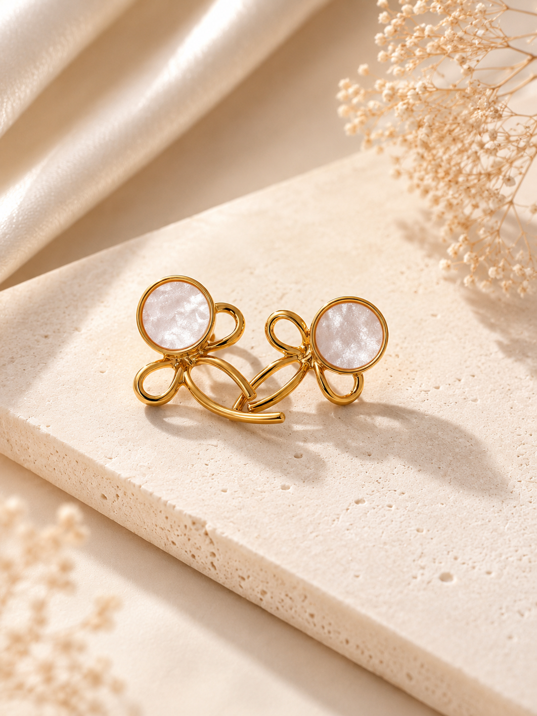 Gold Wire Bow Circle Earrings