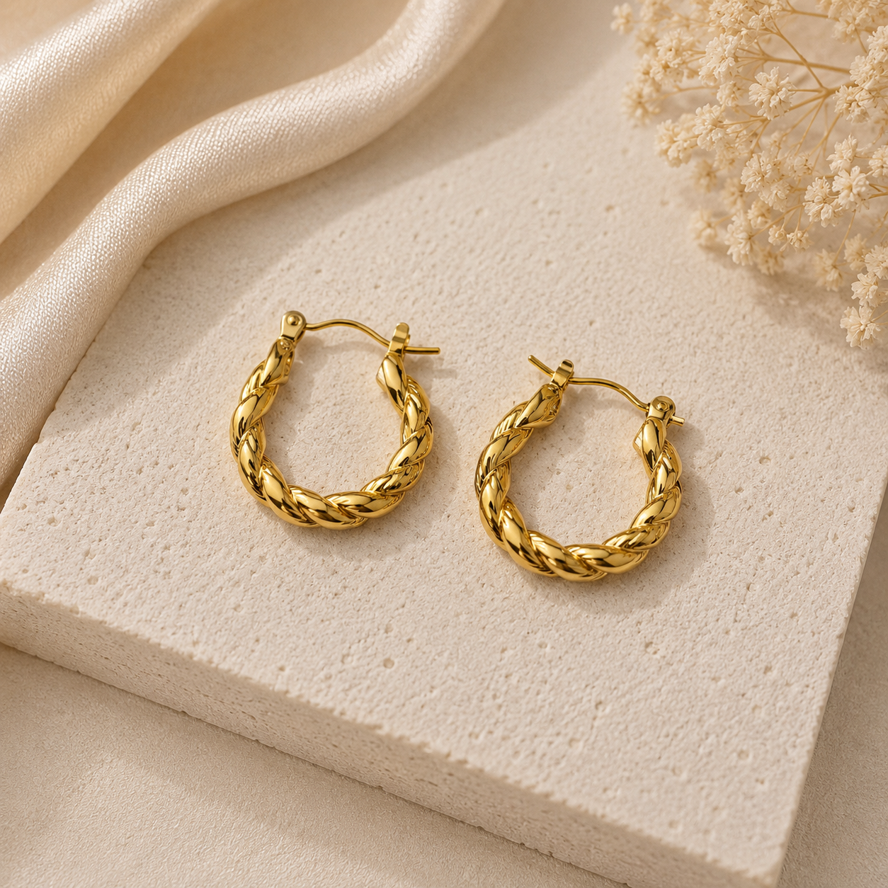 Gold Braided Hoop Earrings