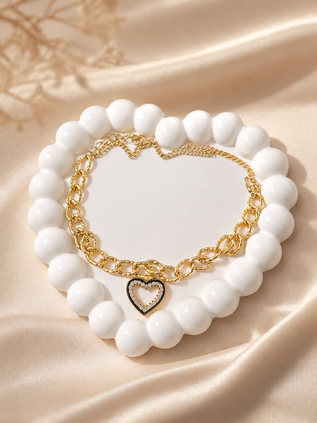 Gold Chain Heart Pendant Bracelet