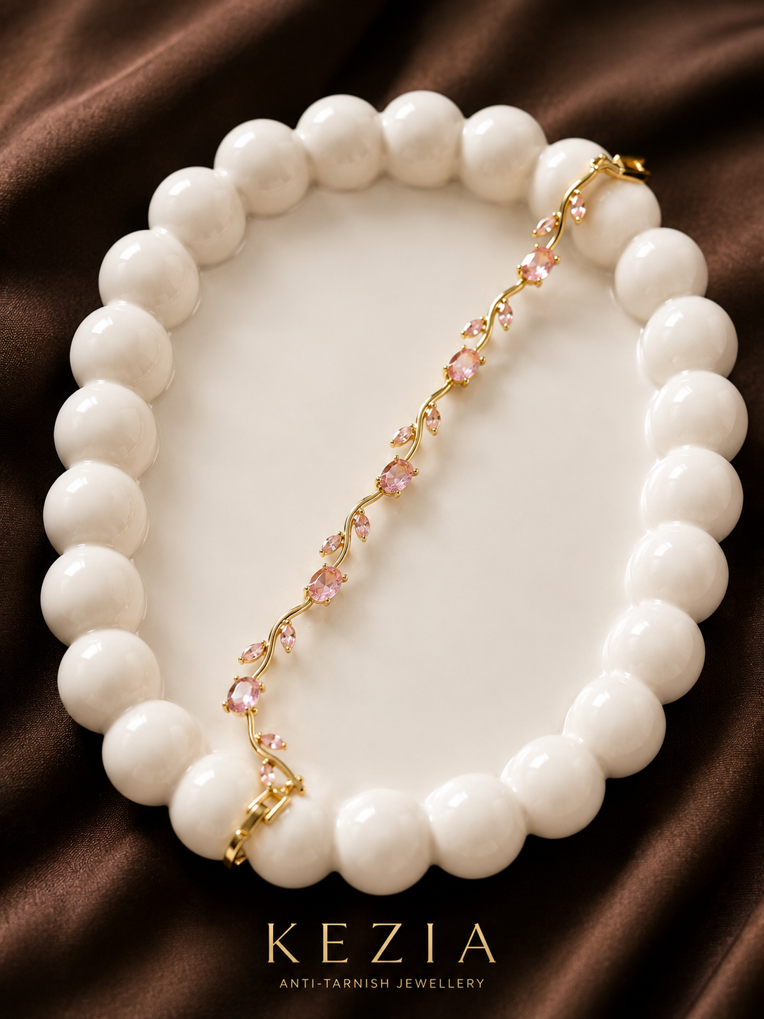 Pink Stone Wave Bracelet