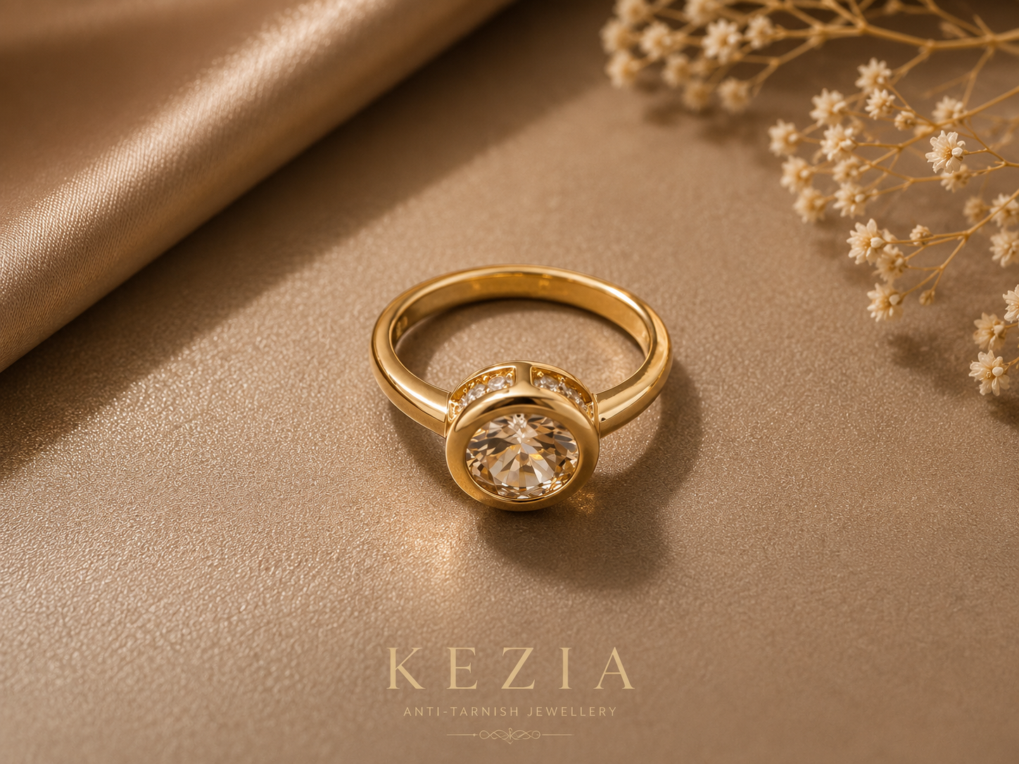 Round Crystal Pavé Bezel Ring