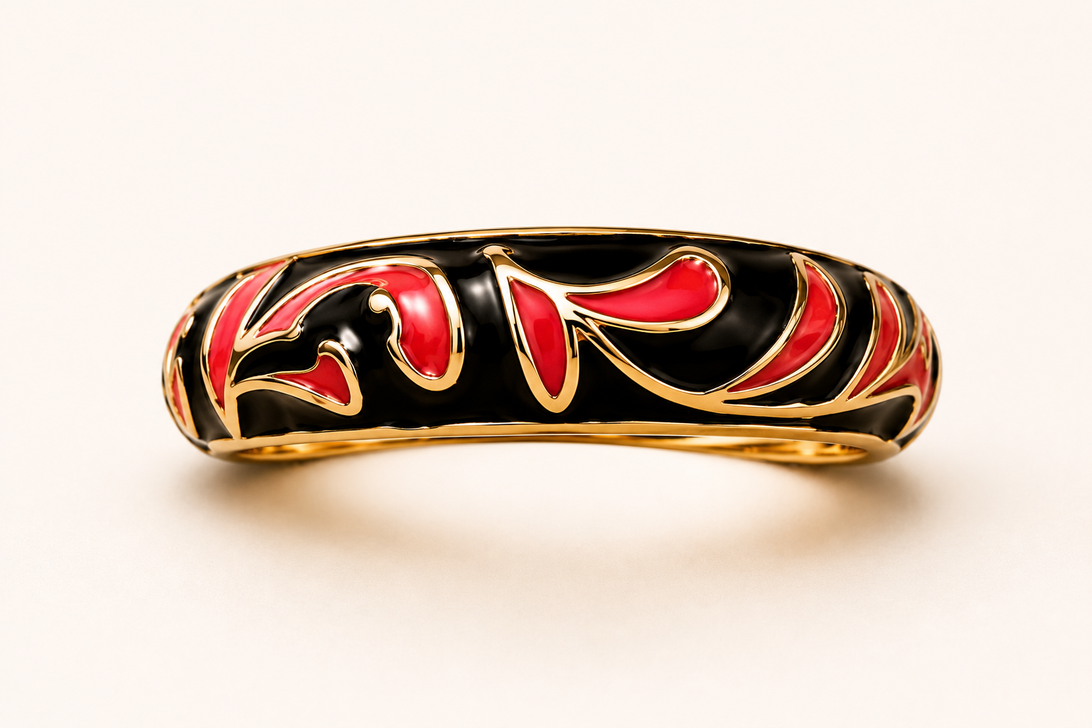 Black & Red Enamel Ring