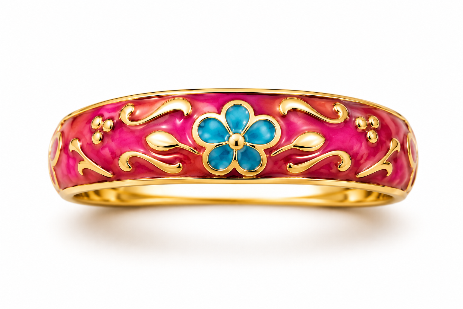 Fuchsia Floral Enamel Ring