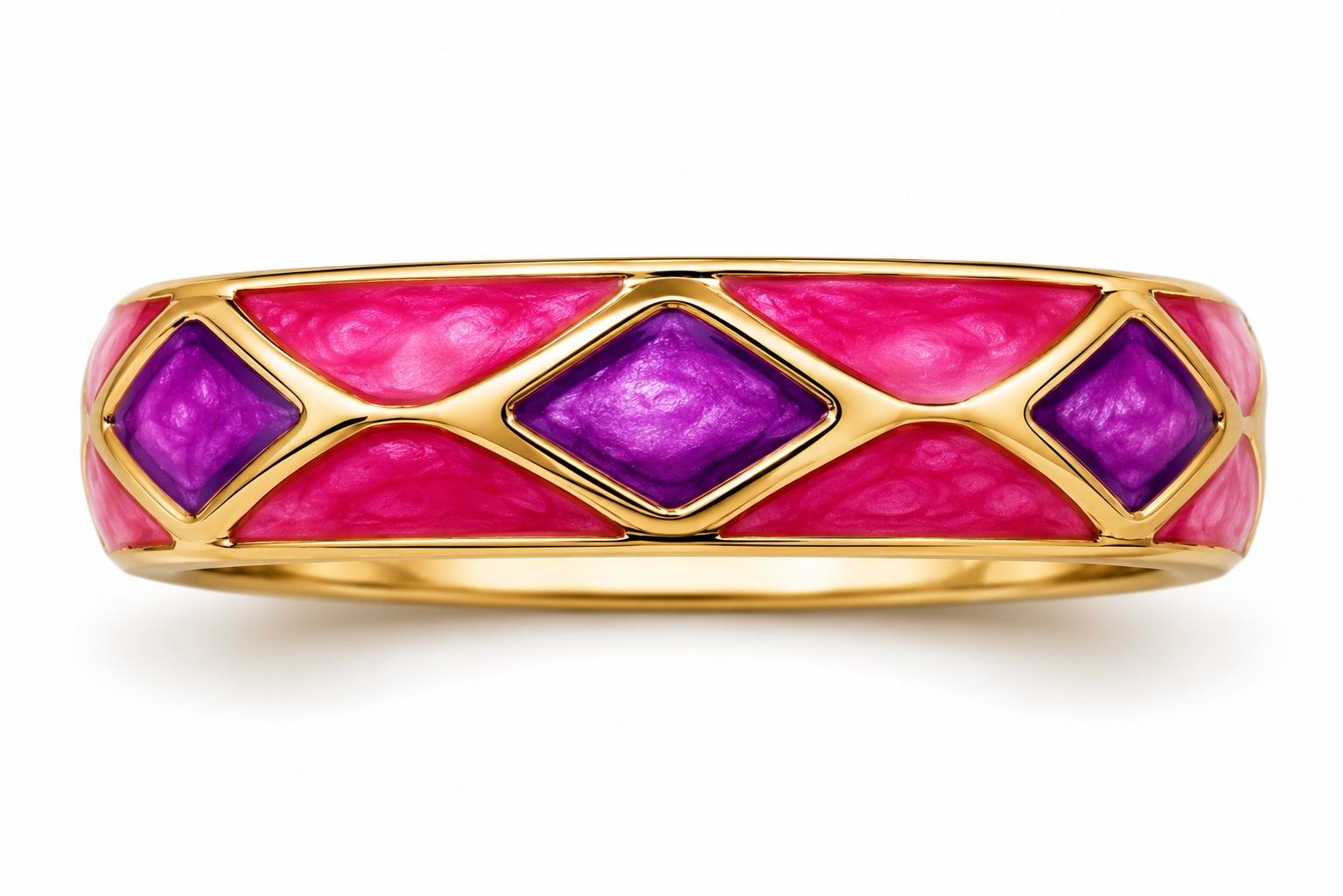Pink & Purple Diamond Enamel Ring