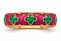 Magenta & Green Quatrefoil Enamel Ring
