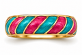 Pink & Teal Diagonal Stripe Enamel Ring