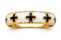 White & Black Quatrefoil Cross Enamel Ring