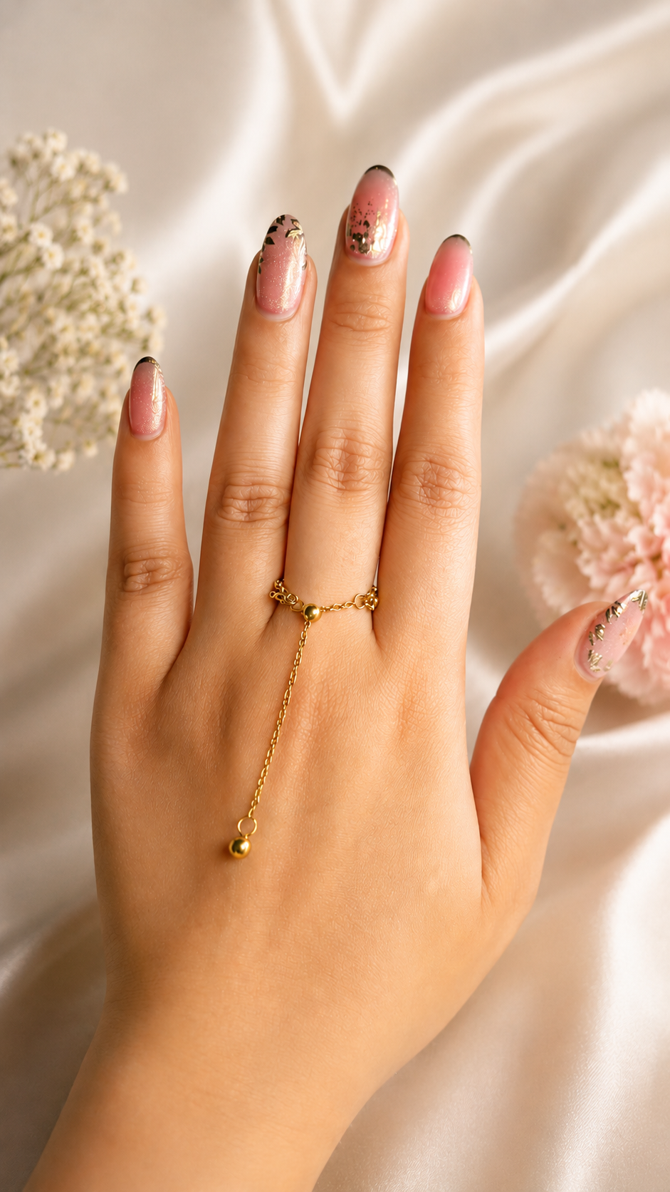 Triple Chain Adjustable Gold Ring