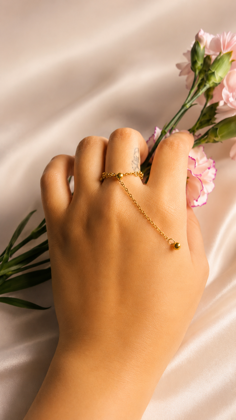 Triple Chain Adjustable Gold Ring