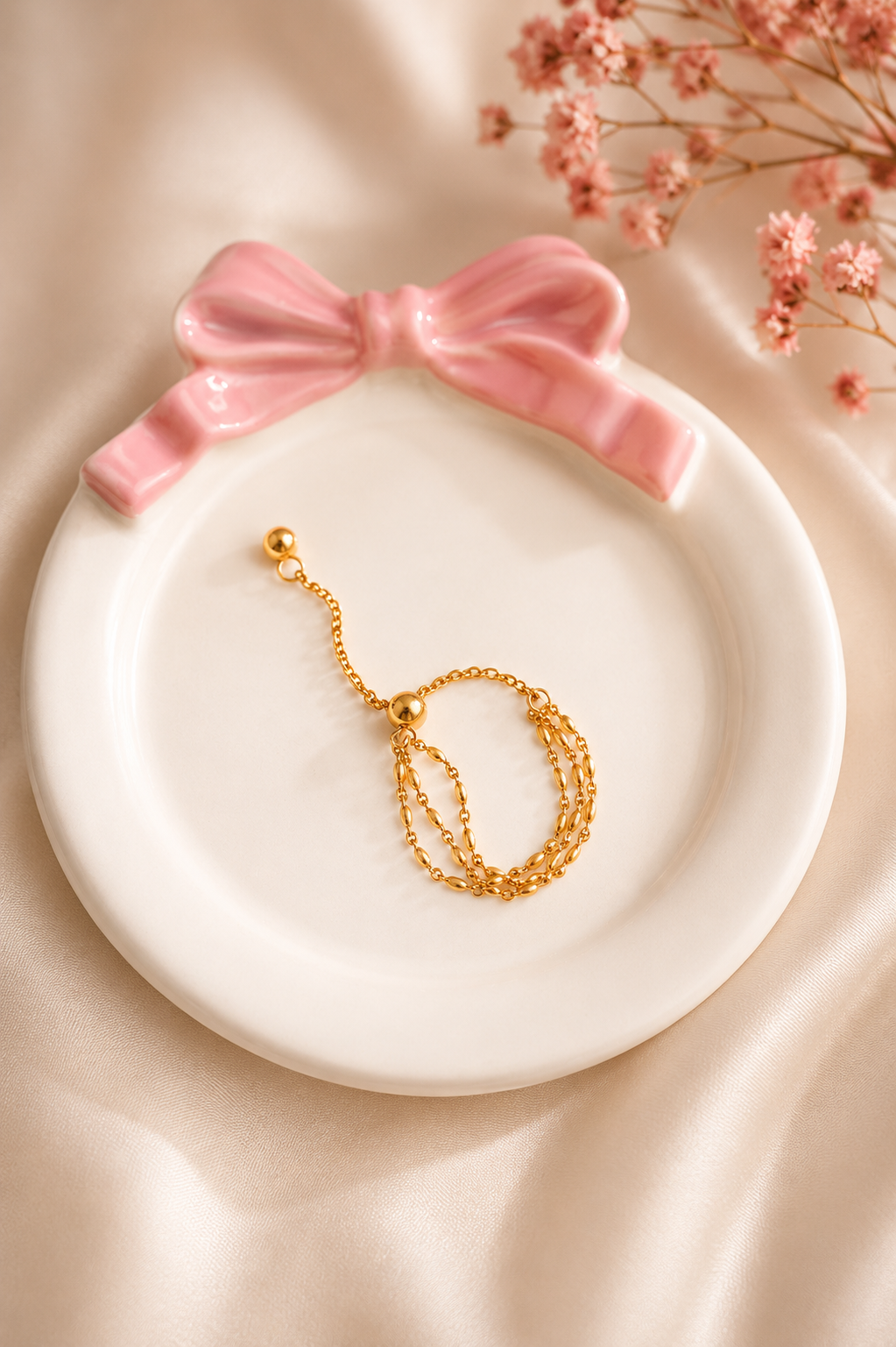 Triple Chain Adjustable Gold Ring