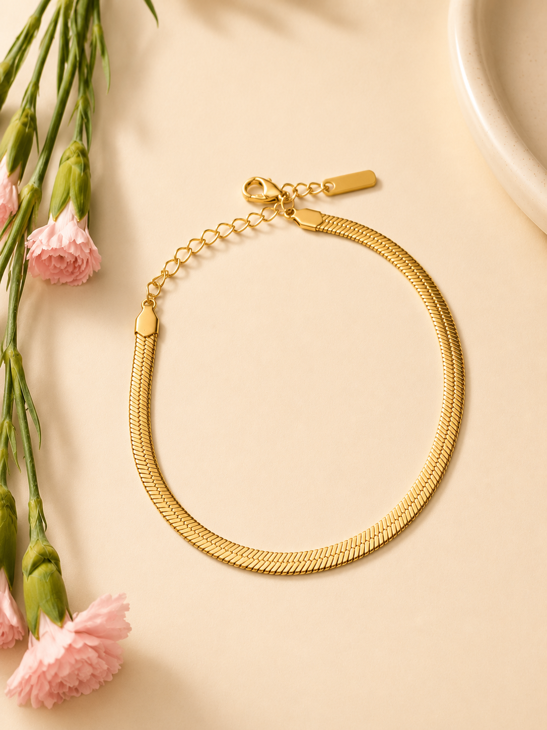 Gold Herringbone Chain Bracelet