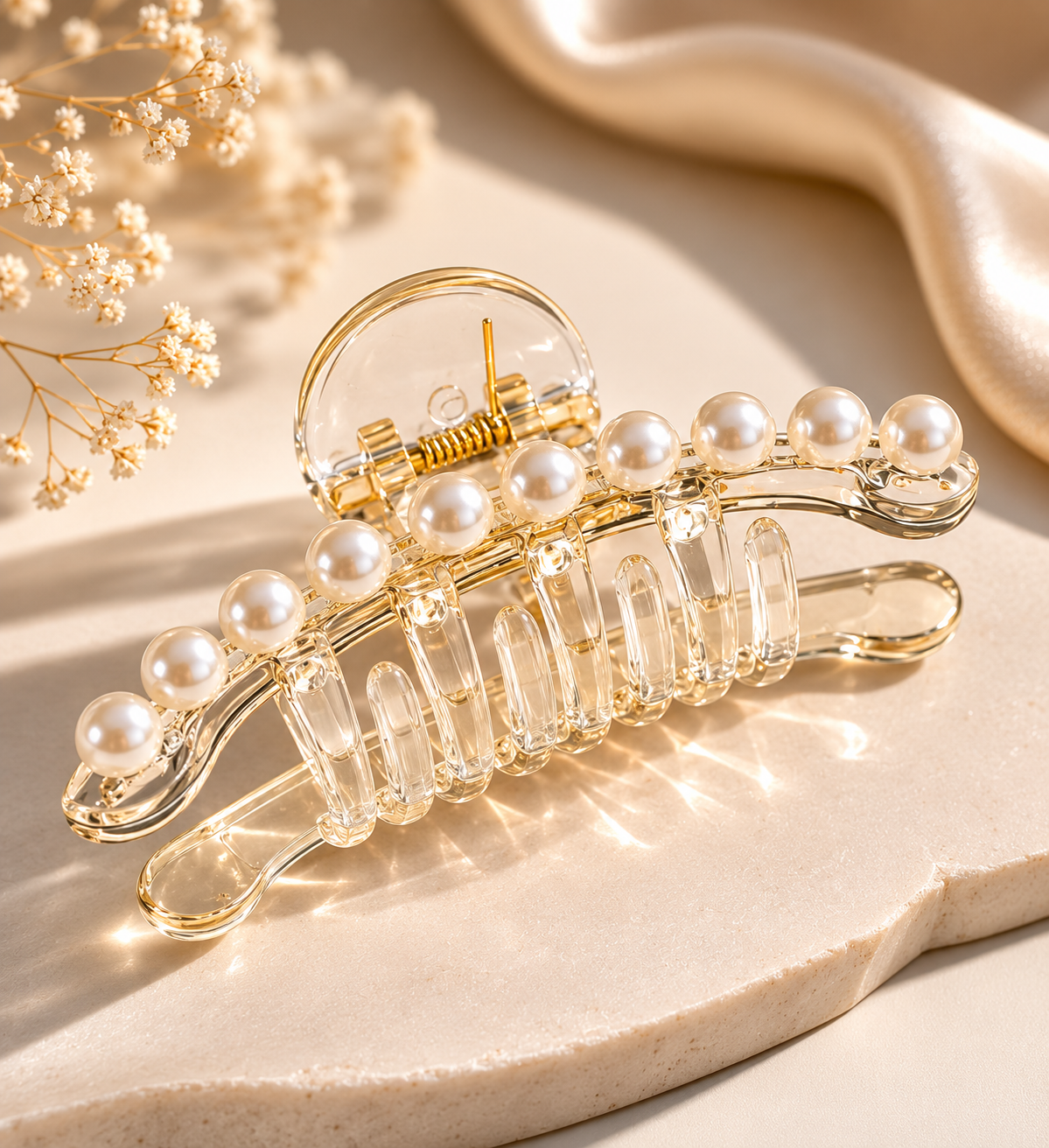 Pearl Crystal Hair Claw Clip