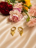Gold Heart Drop Huggie Earrings