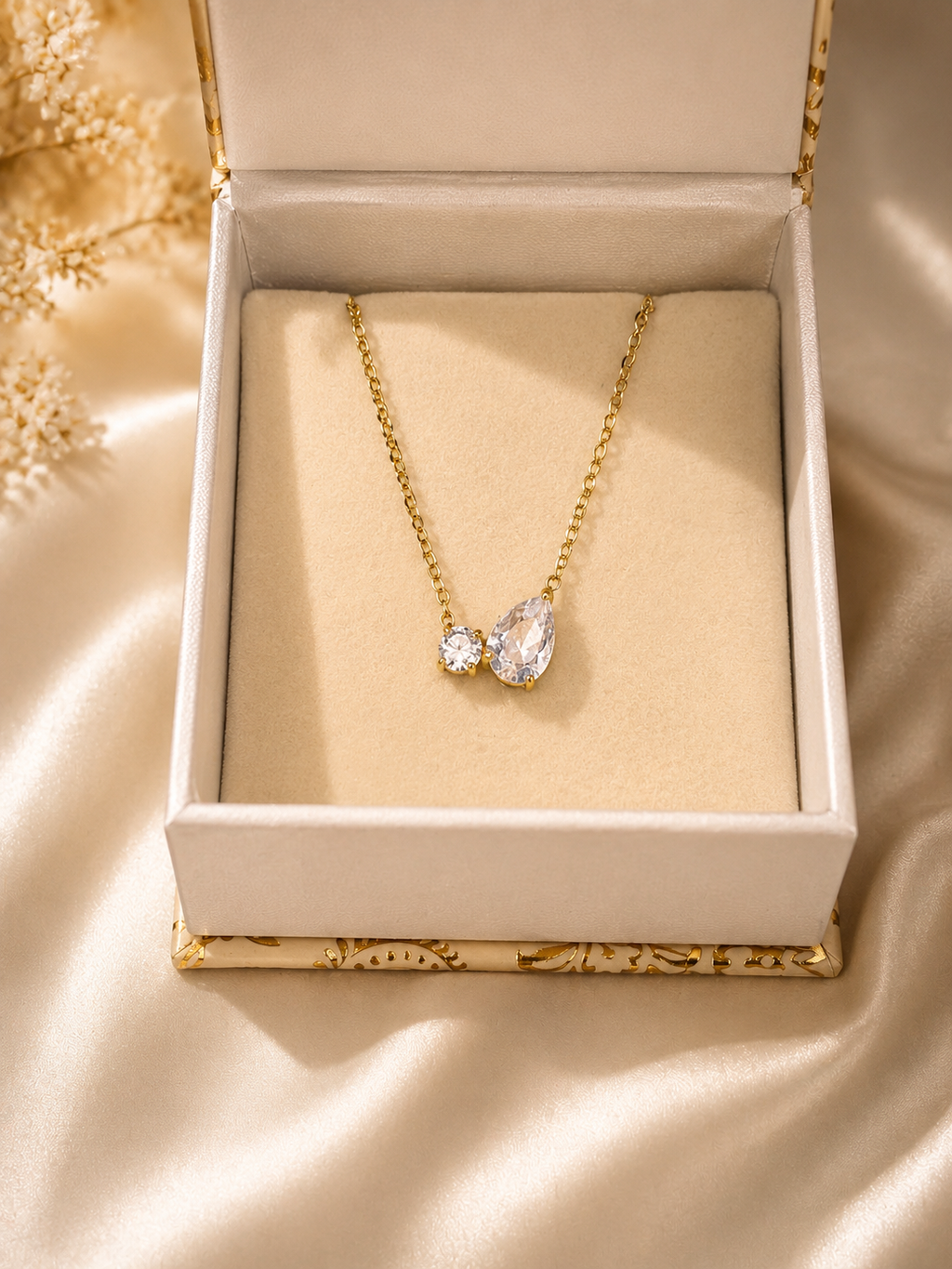 CZ RainDrop Duo Necklace