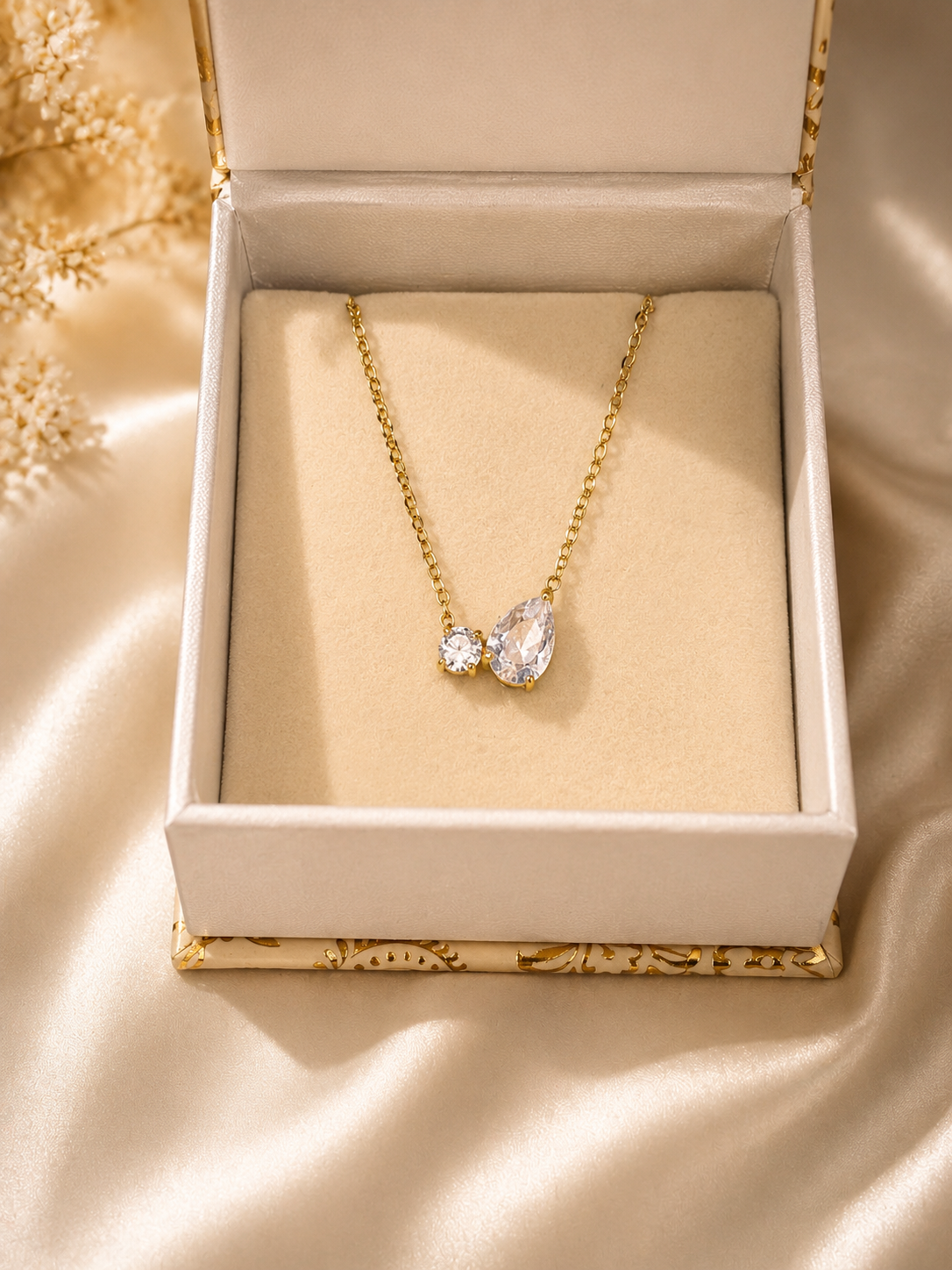 CZ RainDrop Duo Necklace