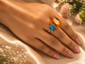 Dual Stone Cocktail Ring – Amber & Blue Topaz